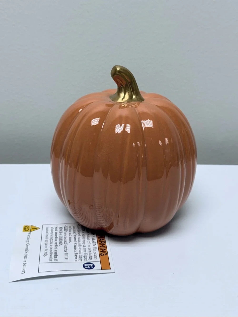 Ceramic Pumpkin LED House in Orange and Gold Fall - Bullseye's Playground